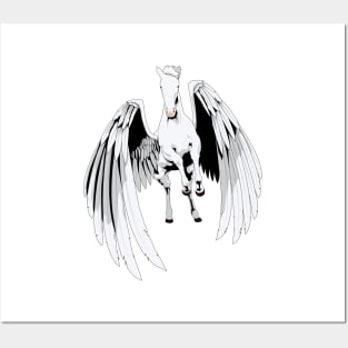 White Pegasus Flying Horse Posters and Art